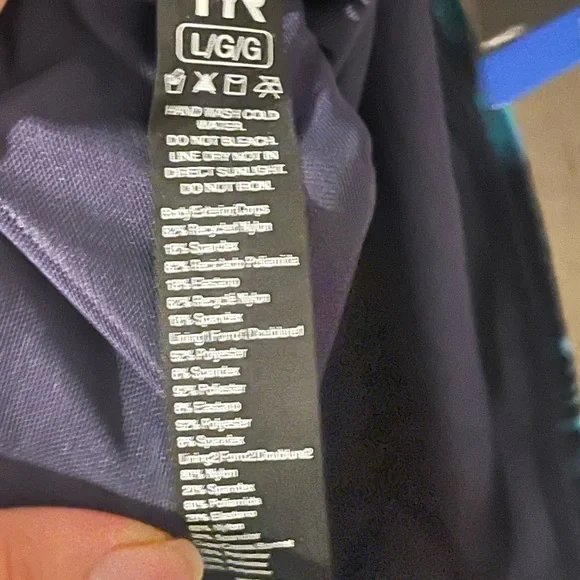 TYR Teal and Black Green Patterned Swimsuit Large - Picture 5 of 6